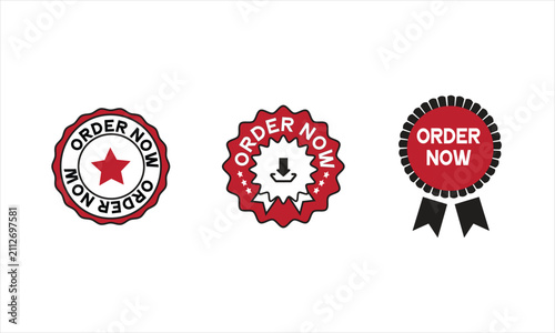 order now stamp and ribbon badge collection -vector sale icons