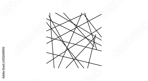 Фотография A chaotic and abstract composition of numerous intersecting black lines on a plain white background, creating a sense of disorder and complexity