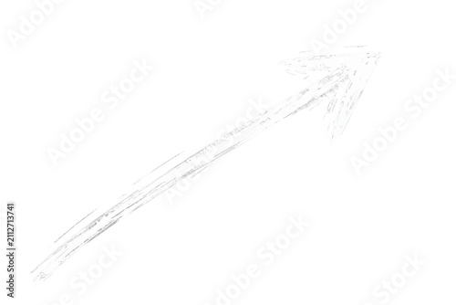 White diagonal sketched arrow isolated on transparent background
