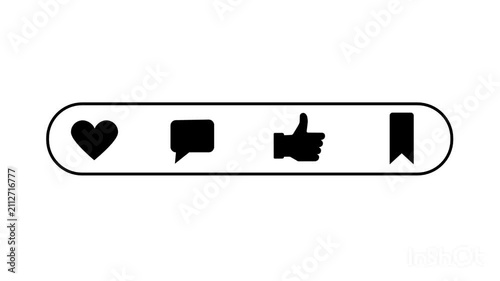 Minimalist seamless loop animation featuring black social media engagement icons on a white background. Perfect for modern lower thirds and content creator end screens