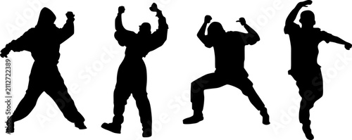 Cuadro en lienzo Silhouette of Boys and Girls Dancing
