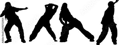 Bild auf Leinwand Silhouette of Guys Dancing HipHop