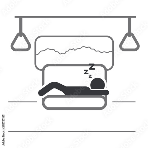 Bild auf Leinwand Isolated pictogram showing passenger lying across public transport seat indicati