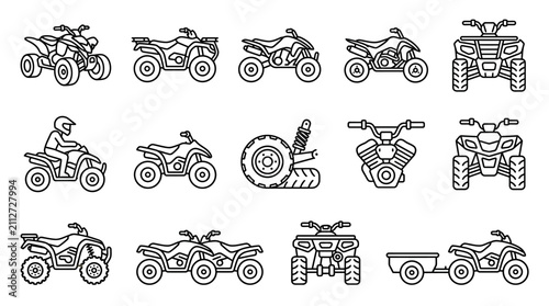 Quad Bike Icons - Vector Illustration