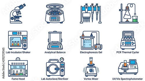 Science Lab Equipment Vector Icons Set