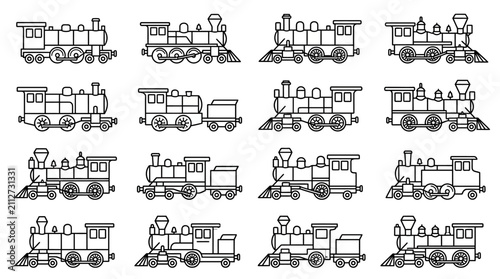 Vintage Steam Train Illustrations Collection