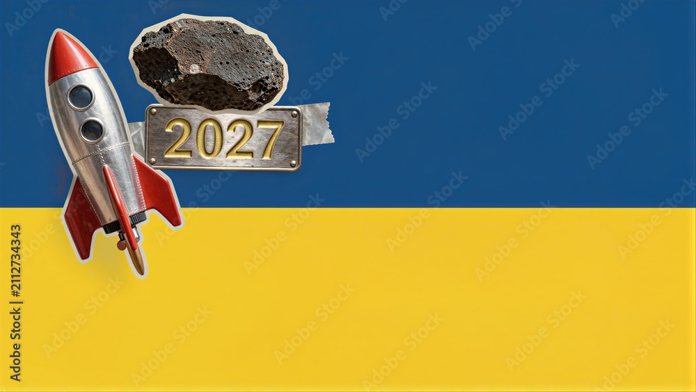 Fototapeta premium Rocket, asteroid, and 