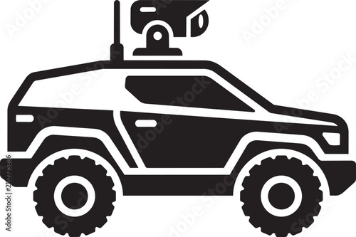 Military Surveillance Vehicle Icon with Mounted Camera Vector Illustration