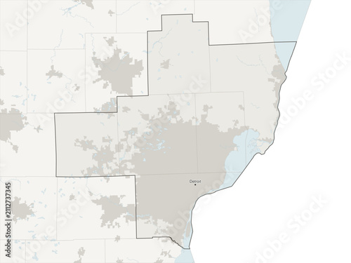 Bild auf Leinwand Detroit-Warren-Dearborn metropolitan area vector map with county boundaries, urb