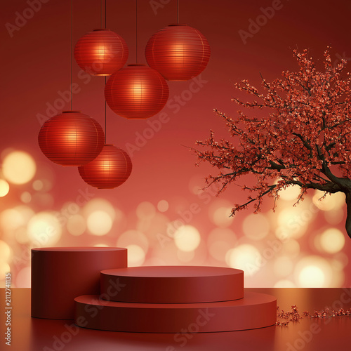 Elegant Asian Lantern Product Stage