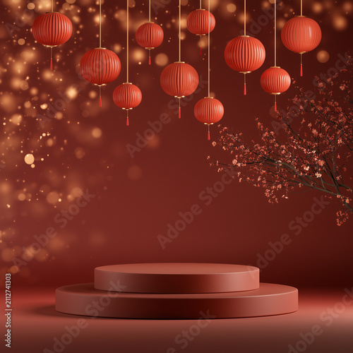 Elegant Asian Lantern Product Stage
