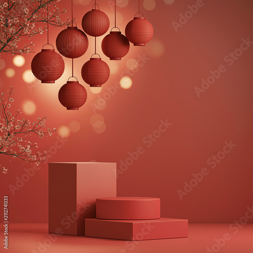 Elegant Asian Lantern Product Stage