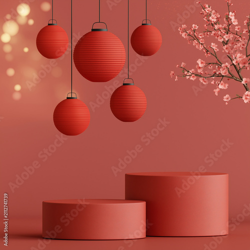 Elegant Asian Lantern Product Stage