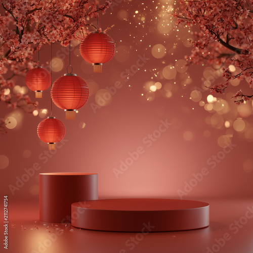 Elegant Asian Lantern Product Stage