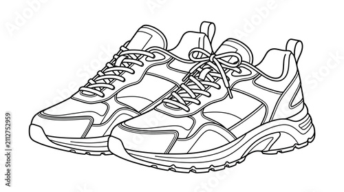 Obraz na płótnie Running Sneakers Line Art Vector