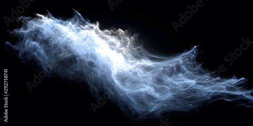 Luminous blue smoke trails against dark background
