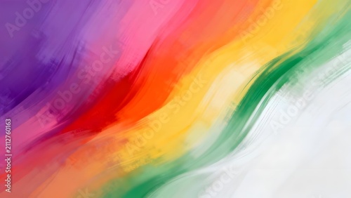 Vibrant abstract watercolor swirl featuring rainbow spectrum with purple red orange yellow green and white brushstrokes