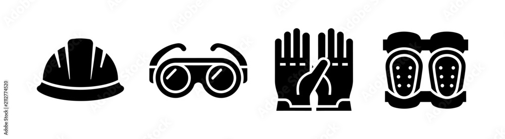 Fototapeta premium Personal Protective Equipment Icons for Construction and Industrial Safety Work