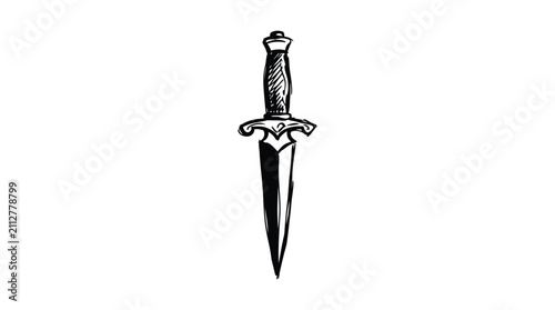 фотографія Dagger silhouette on a white background hand drawn style illustration