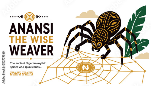 Intricate Anansi Spider Illustration with Tribal Patterns.