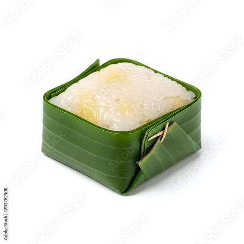 Traditional Bamboo Container Filled with Sticky Rice.