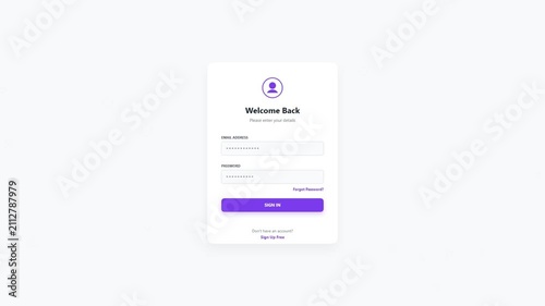 Login Page Interface with welcome back message and purple sign in button