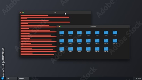 Computer interface showing file transfer progress