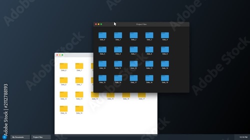 Computer folder file management interface on screen