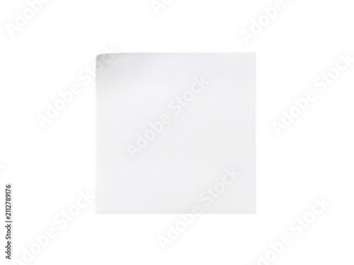 Single square sheet of white paper isolated on a transparent background