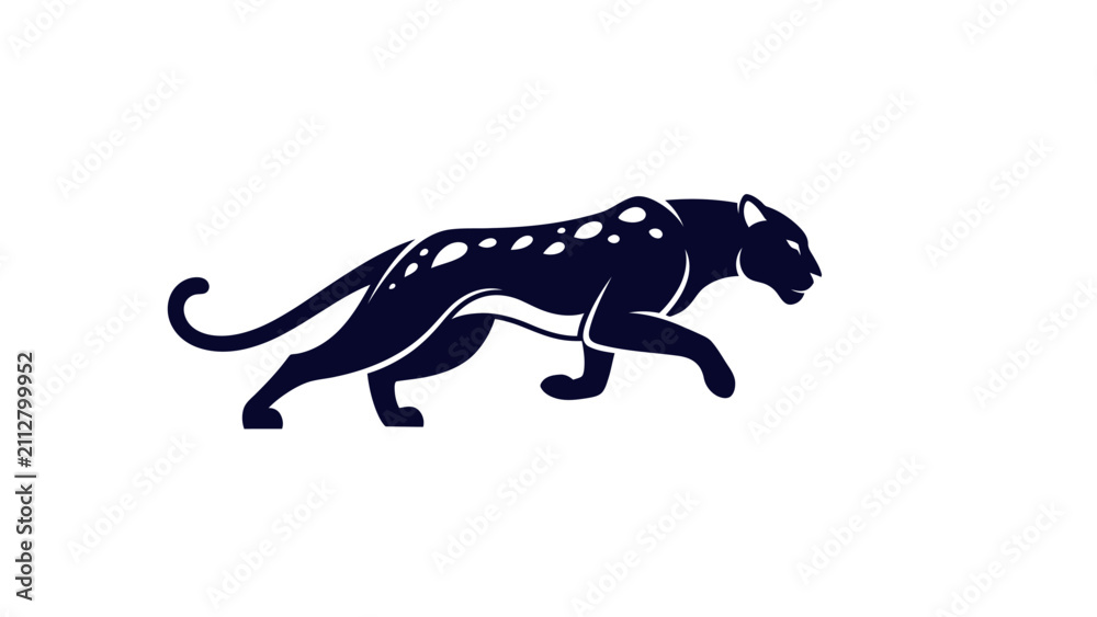Fototapeta premium Minimalist prowling leopard vector illustration for professional graphic design and creative corporate branding projects