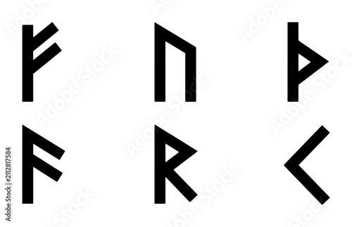 Ancient Norse Runes, Elder Futhark Alphabet Symbols, Viking Script Glyphs, Historical Nordic Symbols