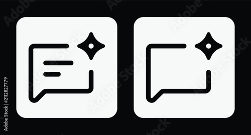 AI chat message icon set for smart assistant and auto reply app UI on black background