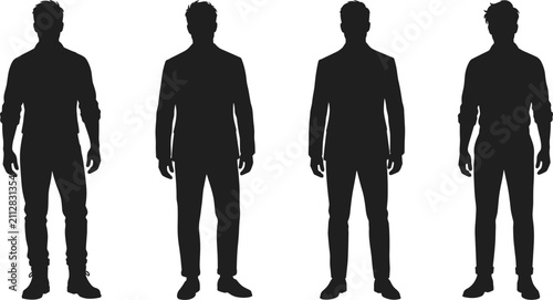 Fotografie Business Man and Gentleman Front View Silhouette Set with Male Characters in Sui