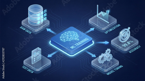 Futuristic digital cloud computing technology. Modern data storage and network infrastructure with glowing icons and digital interfaces.