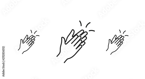 Konstfotografi Clapping Hands Line Art Icons On White Background