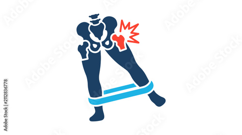 Fotografía Hip Pain Exercise Icon: Banded Abduction for Hip Strengthening