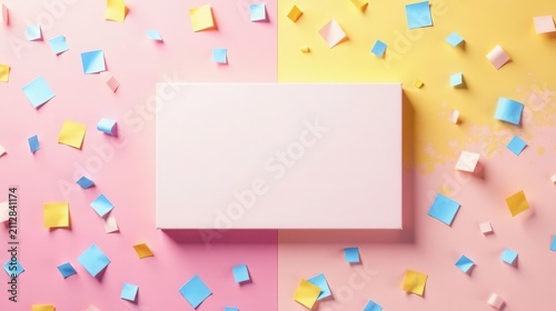 Pastel Blank Canvas with Scattered Colorful Notes A Minimalist Design for Inspiration