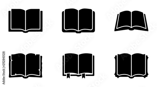 Obraz na płótnie Open Book Icons Set, Knowledge and Education Symbols, Reading and Learning Vecto