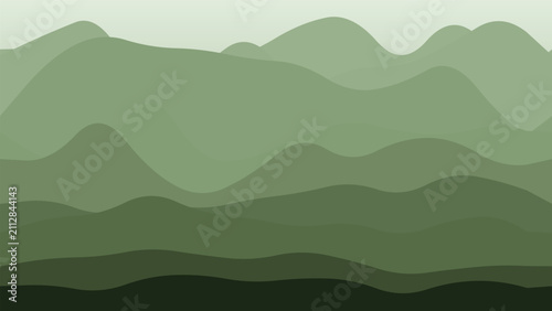 Minimalist Sage Green Layered Mountain Landscape Vector Background