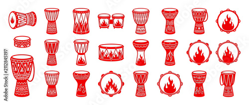 Canvastavla Red Tribal Drums Collection