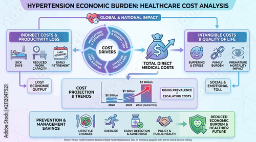 Canvastavla Hypertension Economic Burden Healthcare Cost Analysis Infographic