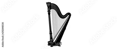 Obraz na płótnie Vintage Harp Illustration - Elegant String Instrument