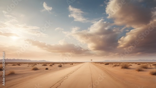 desert landscape with road adventure travel freedom concept