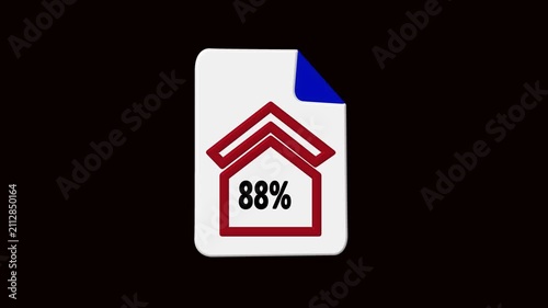 Real estate mortgage progress concept: animated house loading percentage for property investment, home loan approval, and construction finance projects  4k Video.
