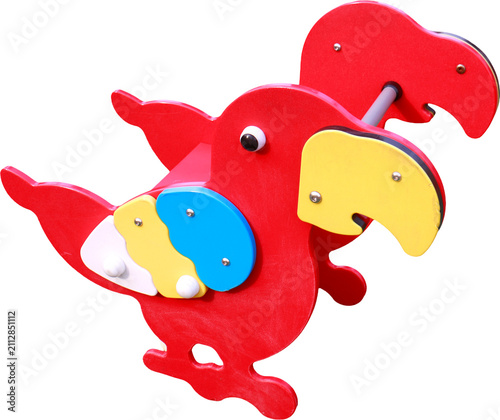 Photography Parrot-shaped spring rider for children on a transparent background