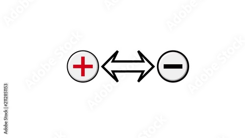 Plus and minus symbols with directional arrow animation for comparison and choice concepts  4k Video.