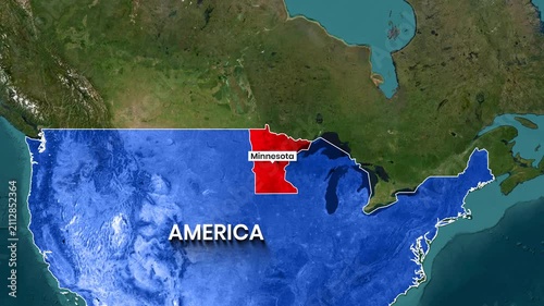 Minnesota State Highlighted on USA Country Map Animation