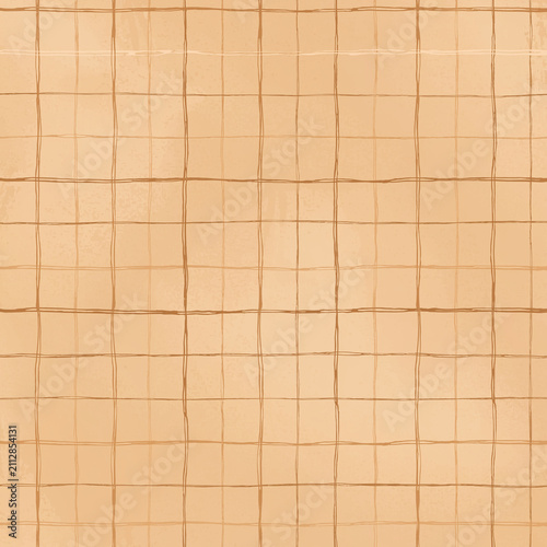 Seamless warm neutral tactile hand painted grid check pattern, tone-on-tone camel texture for wallpaper, wrapping paper, textile and background design, minimalist boho quiet-luxury repeat