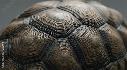A close-up of a textured tortoise shell demonstrating intricate weathered exoskeleton designs that emphasize natural patterns and biological structure.