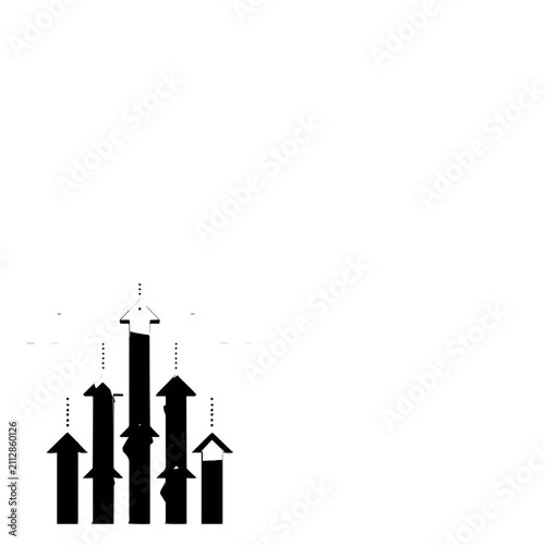 Comparative Bar Chart Illustration with Upward Arrows Showing Variable Growth and Peak Metrics